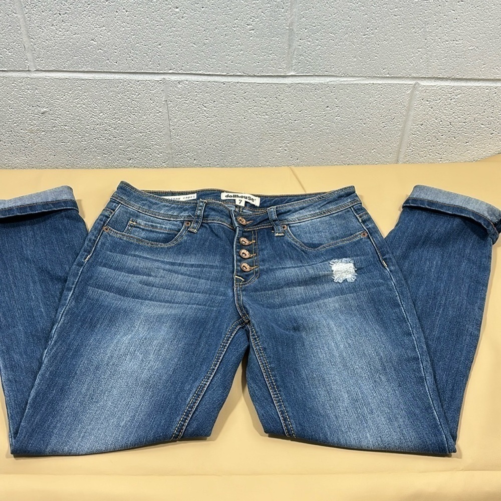 Dollhouse roll up skinny button up jeans​​​​​​​​